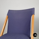 Italian post modern folding chair in wood and blue fabric structure, 1990s
