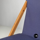 Italian post modern folding chair in wood and blue fabric structure, 1990s