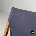 Italian post modern folding chair in wood and blue fabric structure, 1990s