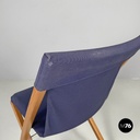 Italian post modern folding chair in wood and blue fabric structure, 1990s