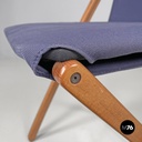 Italian post modern folding chair in wood and blue fabric structure, 1990s