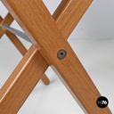 Italian post modern folding chair in wood and blue fabric structure, 1990s