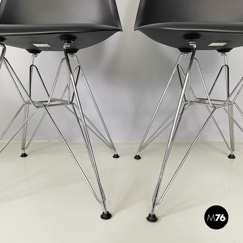 Italian modern Black plastic chairs by Charles and Ray Eames for Vitra, 2017