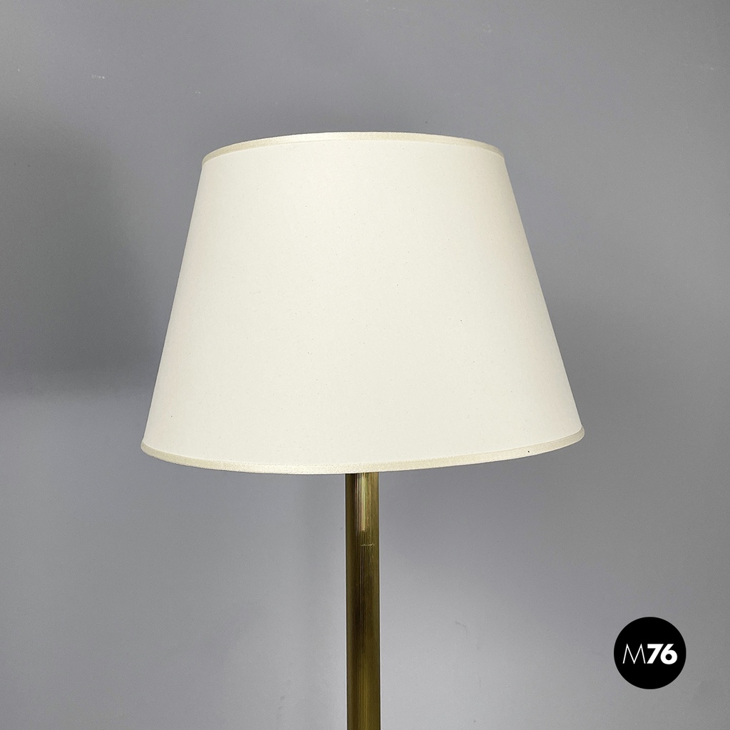 Italian mid-century modern Floor lamp in withe fabric brass by Lam Bologna 1960s
