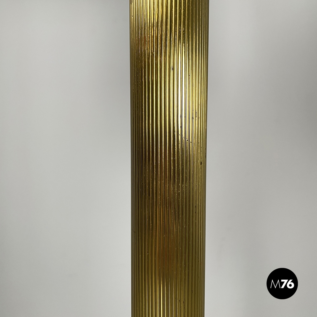 Italian mid-century modern Floor lamp in withe fabric brass by Lam Bologna 1960s