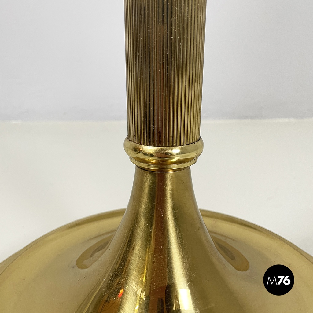 Italian mid-century modern Floor lamp in withe fabric brass by Lam Bologna 1960s