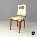 Italian Art Deco white leather and wood chair by Giovanni Gariboldi, 1940s