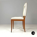 Italian Art Deco white leather and wood chair by Giovanni Gariboldi, 1940s