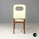 Italian Art Deco white leather and wood chair by Giovanni Gariboldi, 1940s