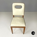Italian Art Deco white leather and wood chair by Giovanni Gariboldi, 1940s