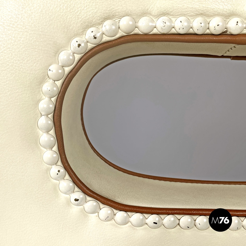 Italian Art Deco white leather and wood chair by Giovanni Gariboldi, 1940s