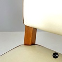 Italian Art Deco white leather and wood chair by Giovanni Gariboldi, 1940s
