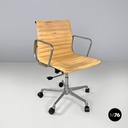 Italian modern salmon pink leather swivel office chair by Eames for ICF, 1970s