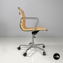 Italian modern salmon pink leather swivel office chair by Eames for ICF, 1970s