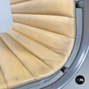 Italian modern salmon pink leather swivel office chair by Eames for ICF, 1970s