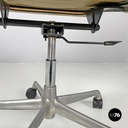 Italian modern salmon pink leather swivel office chair by Eames for ICF, 1970s