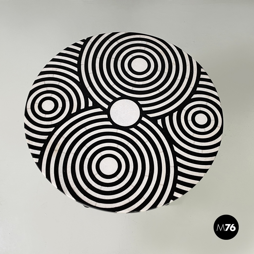 Italian Coffee table in cast iron, black and white marble, early 1900s