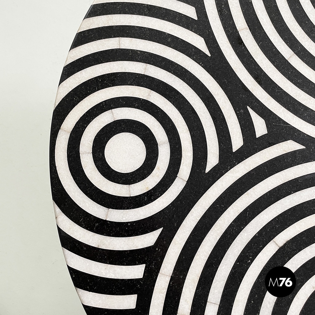 Italian Coffee table in cast iron, black and white marble, early 1900s