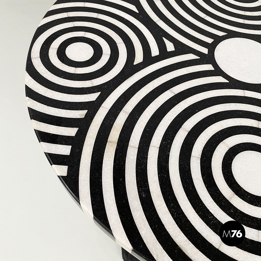 Italian Coffee table in cast iron, black and white marble, early 1900s