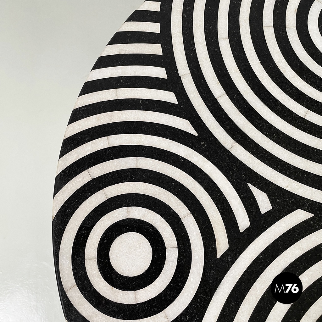 Italian Coffee table in cast iron, black and white marble, early 1900s