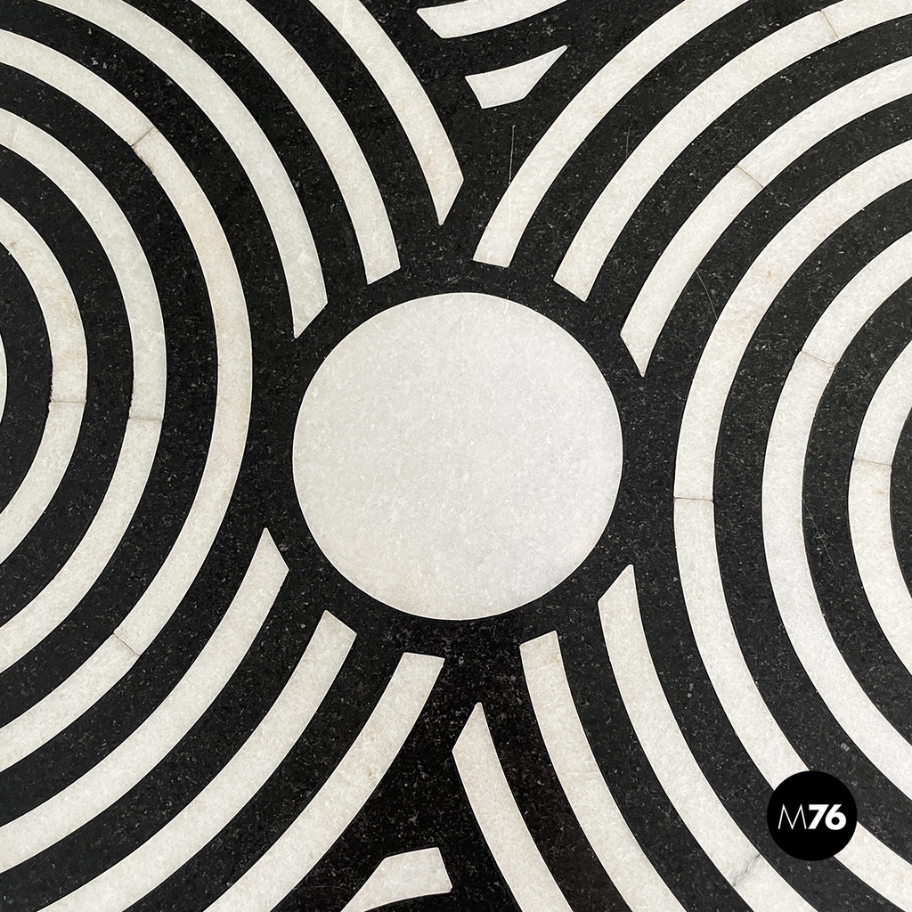 Italian Coffee table in cast iron, black and white marble, early 1900s