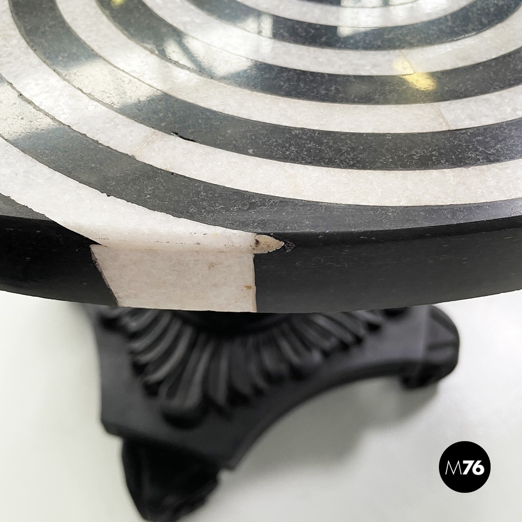 Italian Coffee table in cast iron, black and white marble, early 1900s