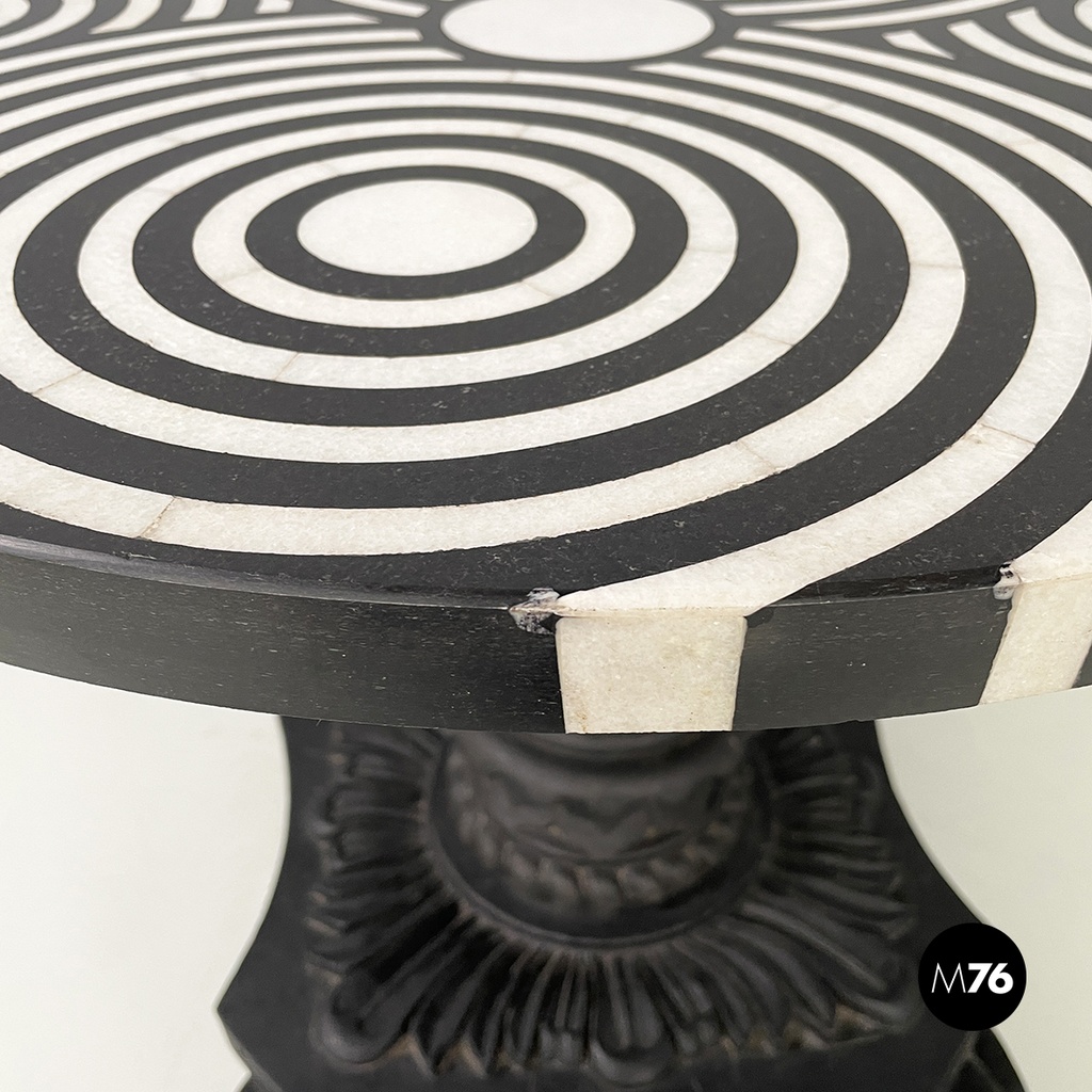 Italian Coffee table in cast iron, black and white marble, early 1900s