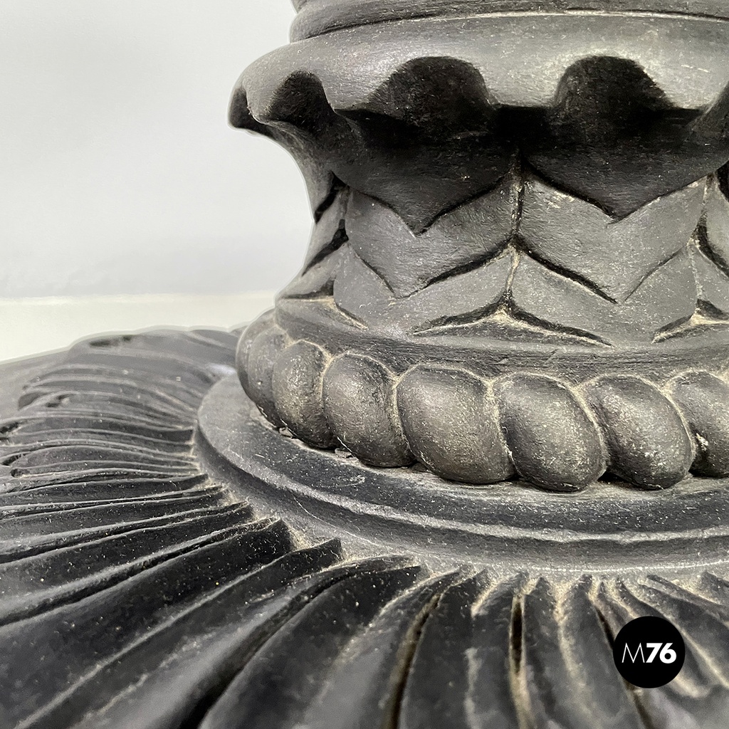 Italian Coffee table in cast iron, black and white marble, early 1900s