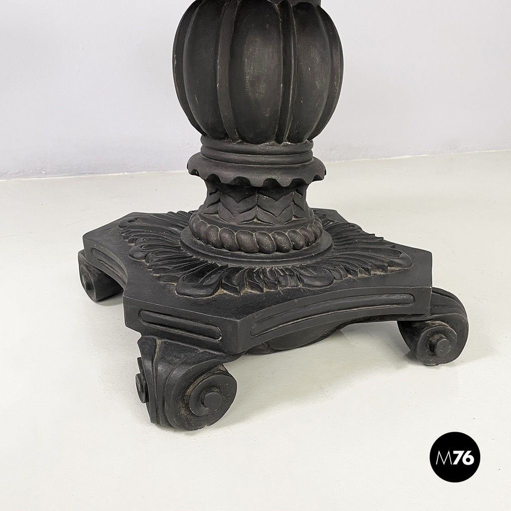 Italian Coffee table in cast iron, black and white marble, early 1900s
