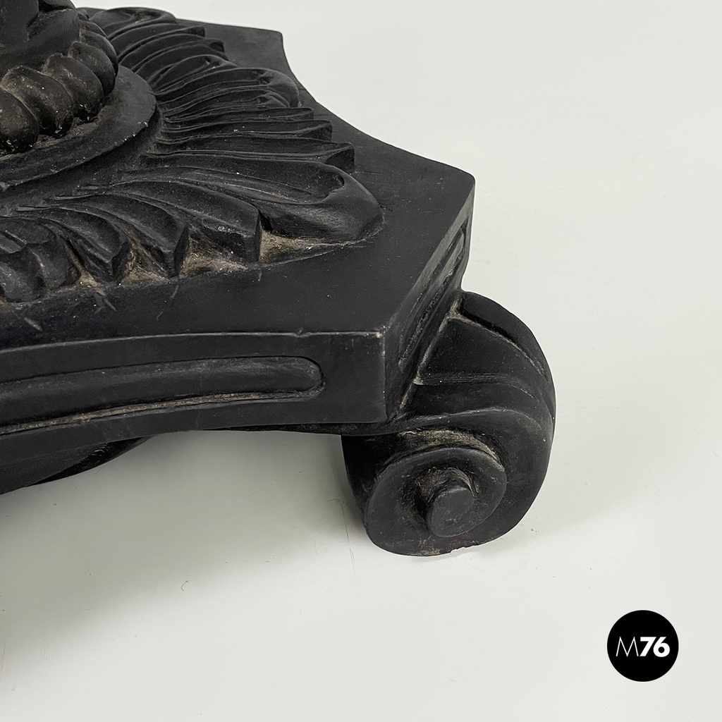 Italian Coffee table in cast iron, black and white marble, early 1900s