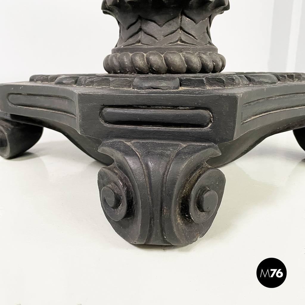 Italian Coffee table in cast iron, black and white marble, early 1900s