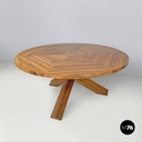 Italian modern round wooden dining table La Rotonda Mario Bellini Cassina, 1980s