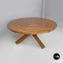 Italian modern round wooden dining table La Rotonda Mario Bellini Cassina, 1980s