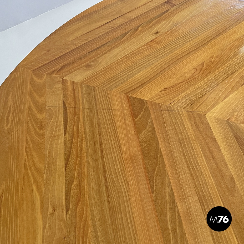 Italian modern round wooden dining table La Rotonda Mario Bellini Cassina, 1980s