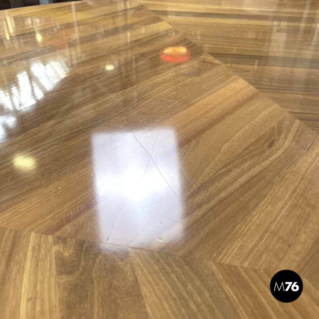 Italian modern round wooden dining table La Rotonda Mario Bellini Cassina, 1980s