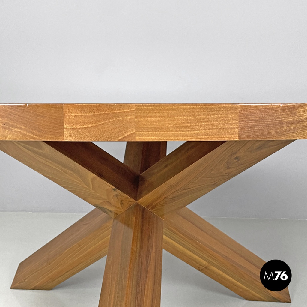 Italian modern round wooden dining table La Rotonda Mario Bellini Cassina, 1980s