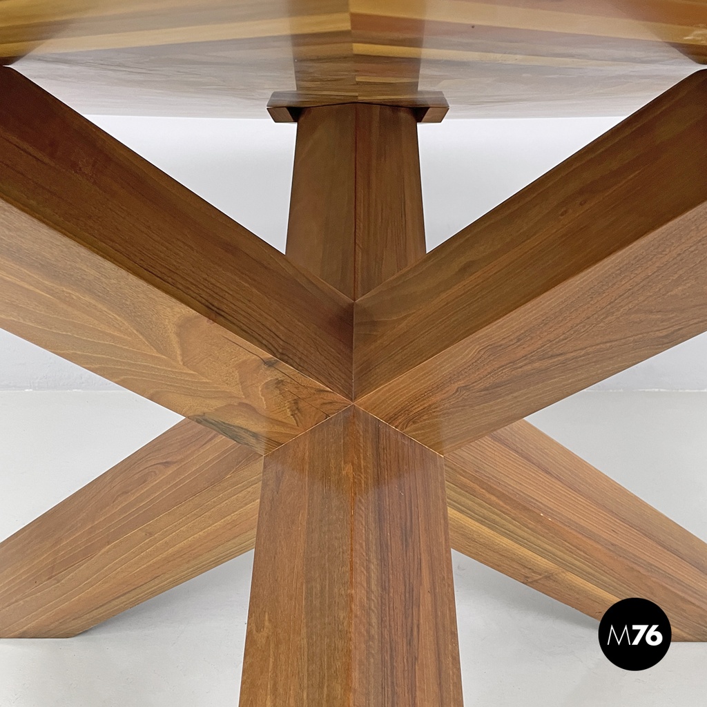 Italian modern round wooden dining table La Rotonda Mario Bellini Cassina, 1980s