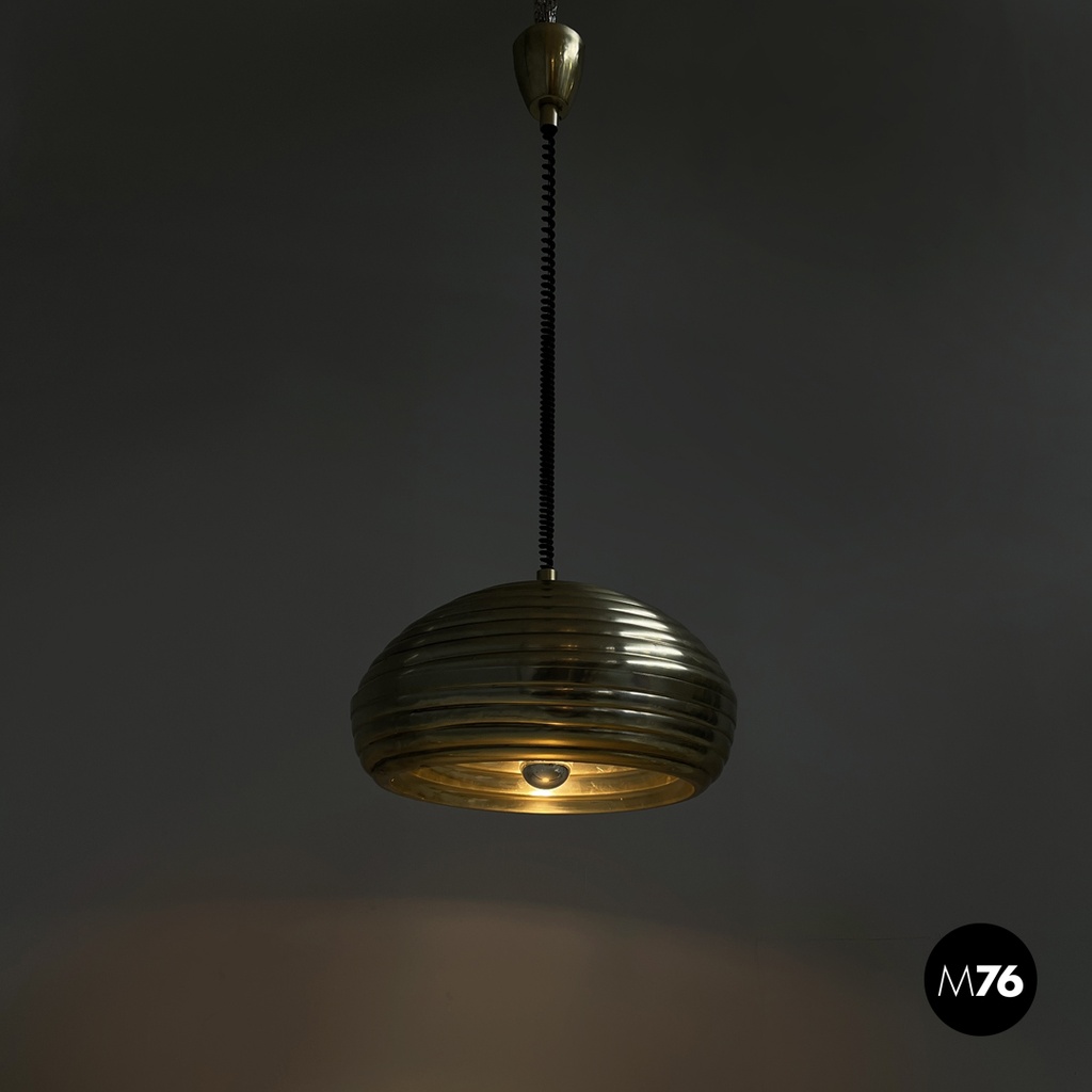 Lampadario dorato Splugen Brau di Achille e Pier Giacomo Castiglioni per Flos, 1960 ca.