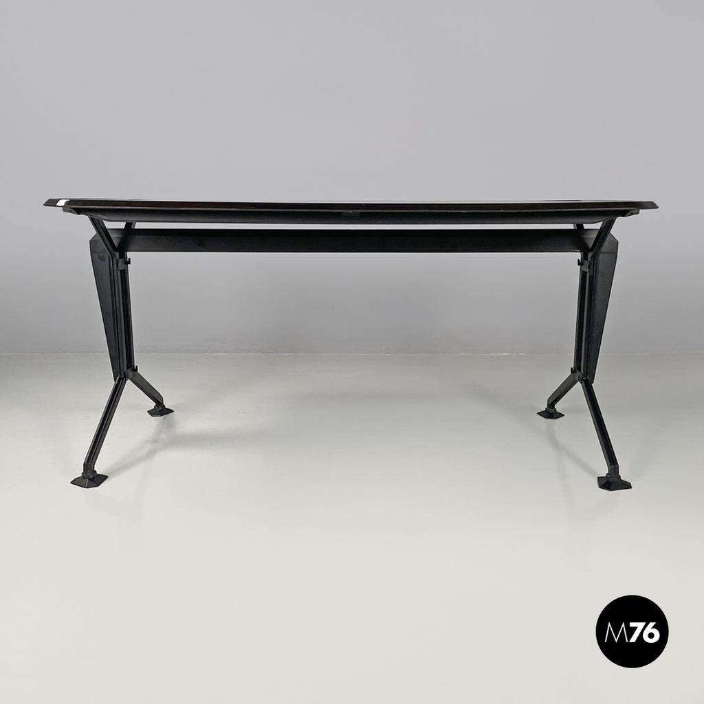 Italian mid-century modern black metal laminate desk Arco BBPR Olivetti, 1960s