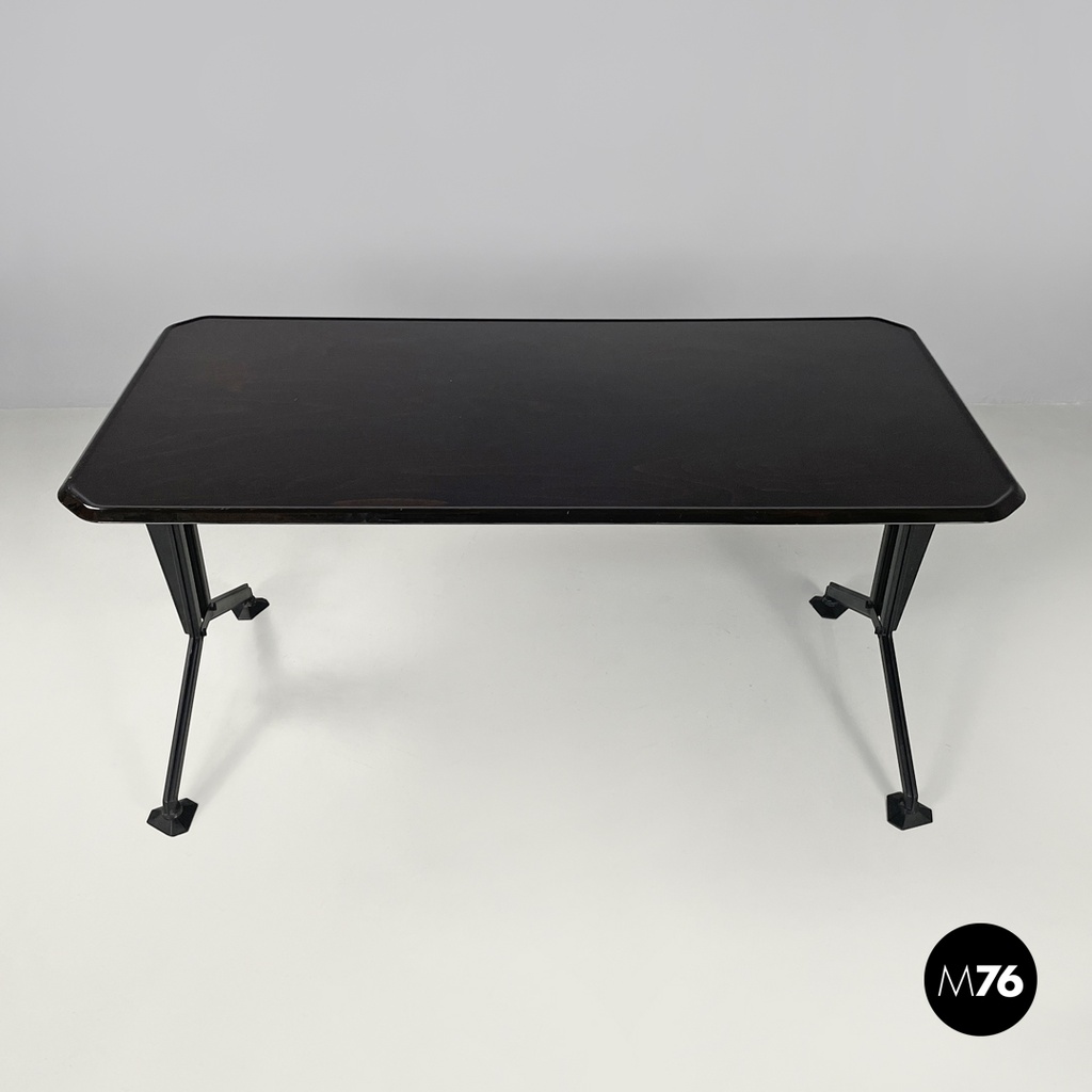 Italian mid-century modern black metal laminate desk Arco BBPR Olivetti, 1960s