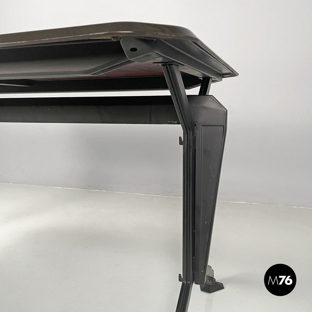 Italian mid-century modern black metal laminate desk Arco BBPR Olivetti, 1960s