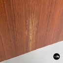 Italian mid-century modern wooden and black metal desk with three drawers, 1960s