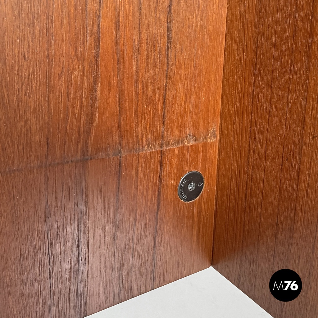 Italian mid-century modern wooden and black metal desk with three drawers, 1960s