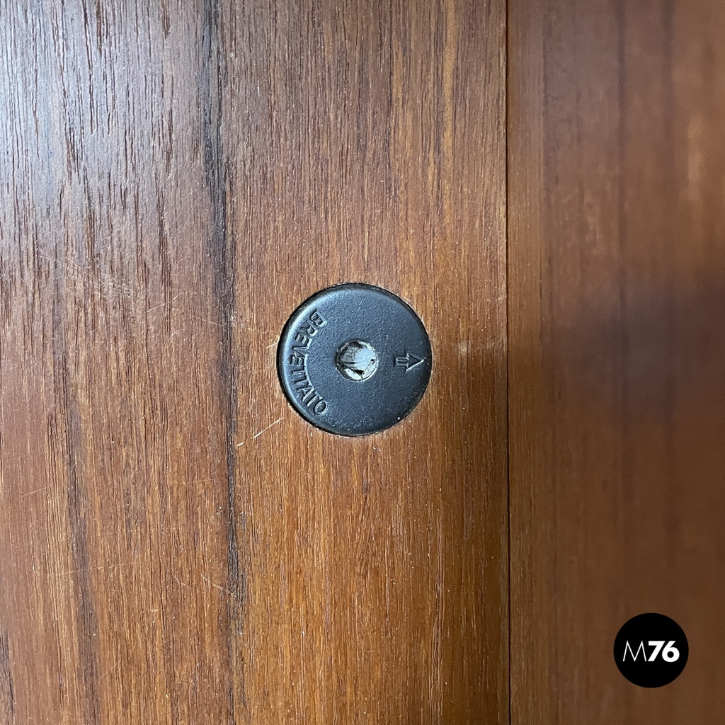 Italian mid-century modern wooden and black metal desk with three drawers, 1960s