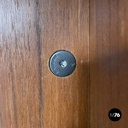 Italian mid-century modern wooden and black metal desk with three drawers, 1960s