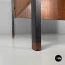 Italian mid-century modern wooden and black metal desk with three drawers, 1960s