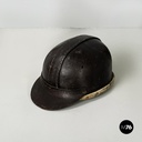 Poland Miner's helmet in dark brown and beige leather, late 1800s-early 1900s