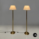 Italian mid-century modern floor lamps white fabric and brass Lam Bologna, 1960s