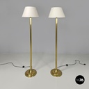 Italian mid-century modern floor lamps white fabric and brass Lam Bologna, 1960s