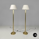 Italian mid-century modern floor lamps white fabric and brass Lam Bologna, 1960s